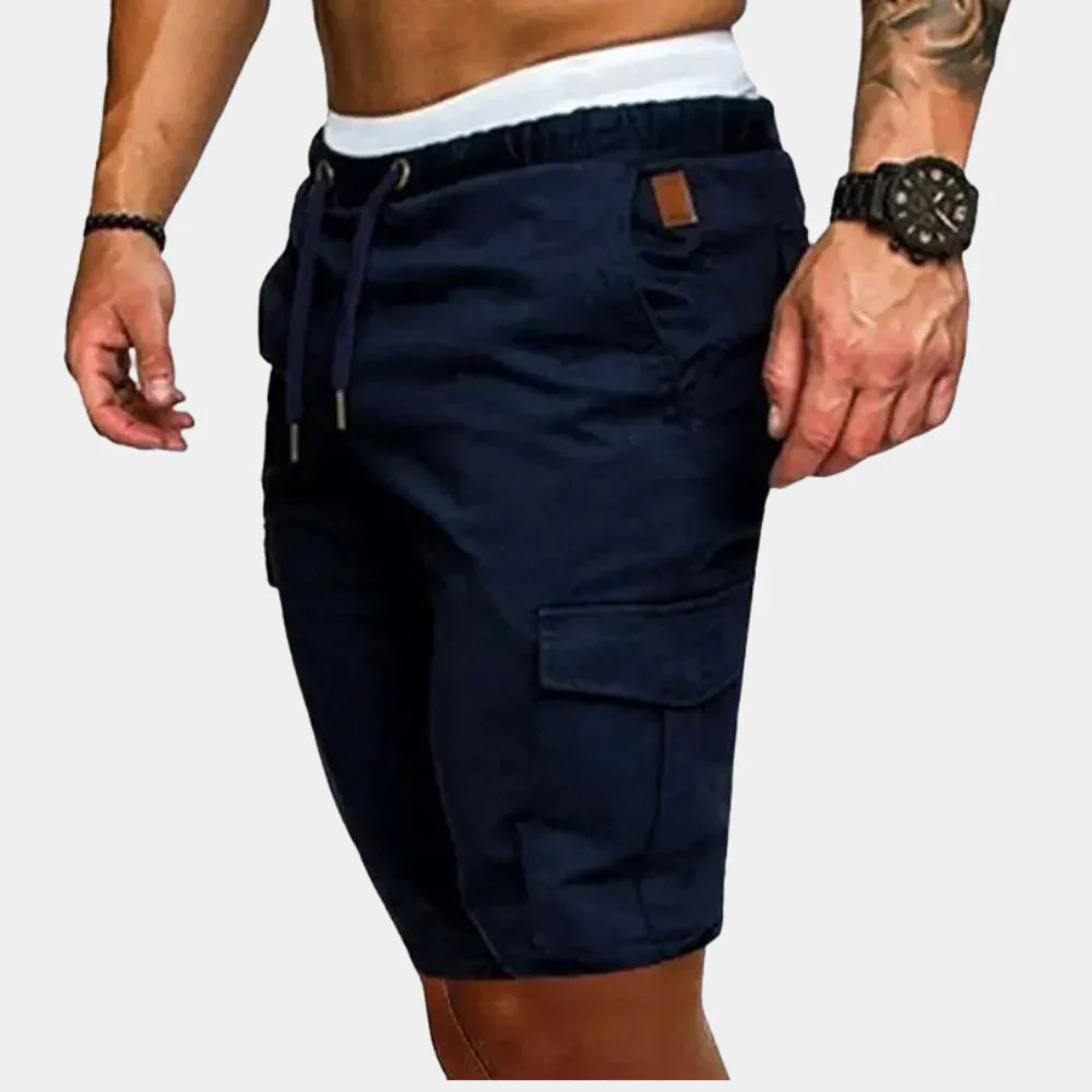 Men’s Cargo Shorts – Relaxed Fit – Knee Length – Elastic Waist – Breathable Blend