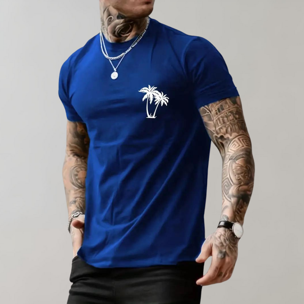 Men’s T-Shirt – Relaxed Fit – Short Sleeve – Crew Neck – Breathable Blend – Graphic Chest Print
