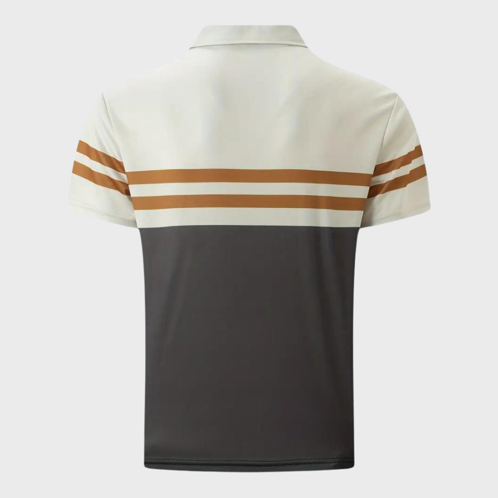 Men’s Polo Shirt – Slim Fit – Striped Chest Design – Short Sleeve Breathable Blend