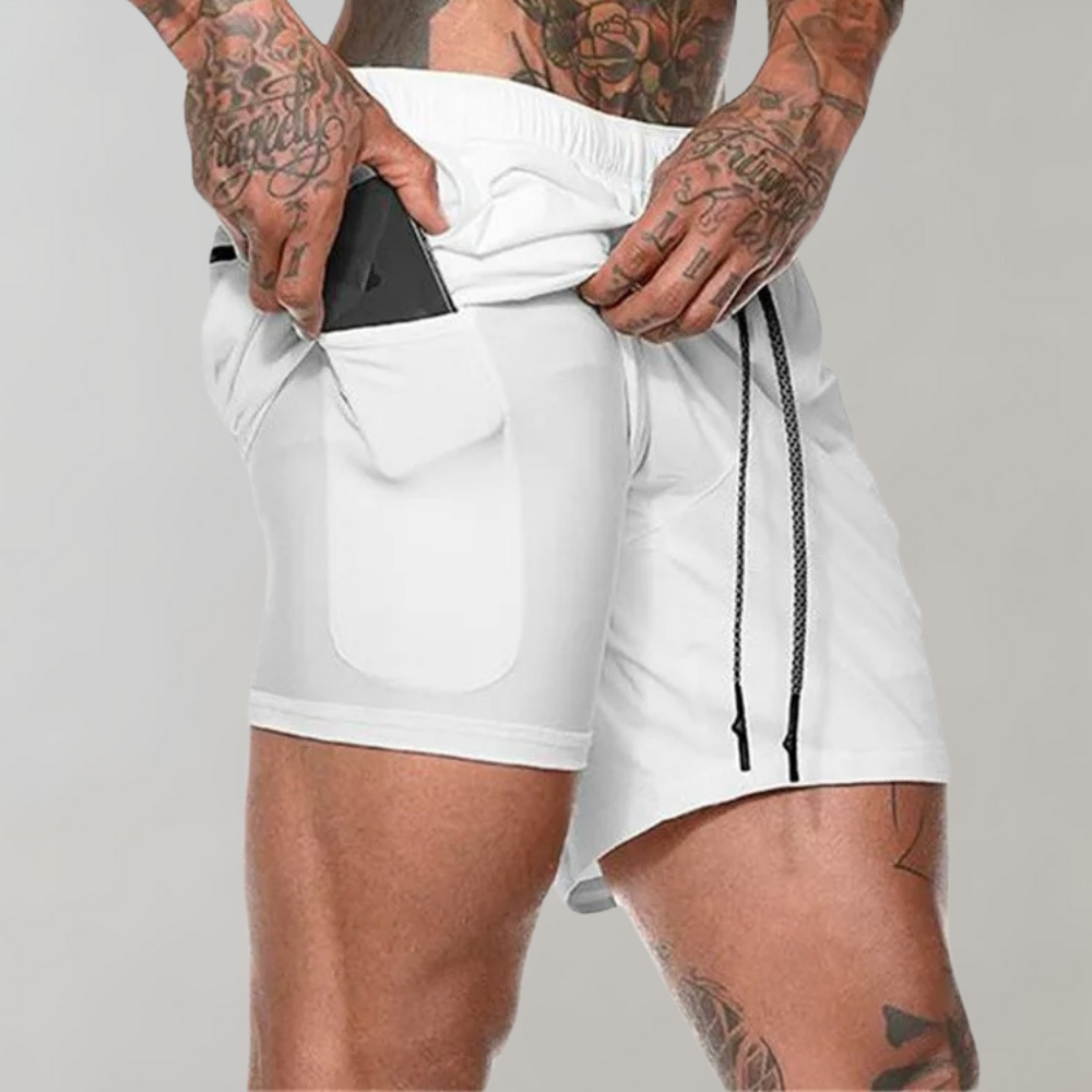 Men’s Fitness Shorts - 2-in-1 Slim Fit - Inner Pocket - Breathable Stretch Fabric
