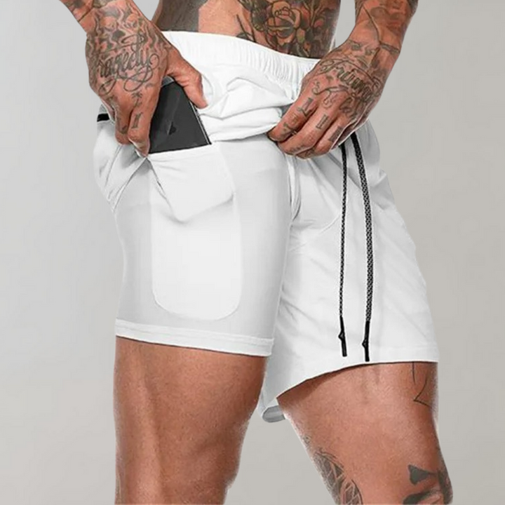 Men’s Fitness Shorts - 2-in-1 Slim Fit - Inner Pocket - Breathable Stretch Fabric