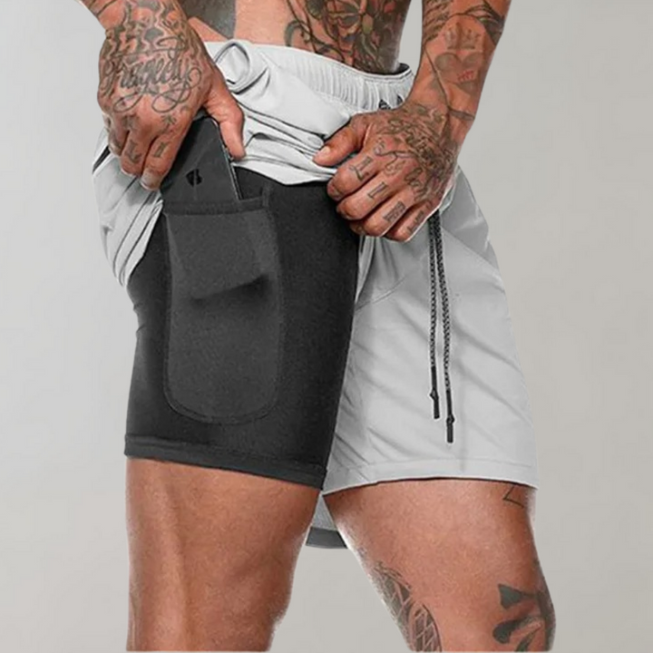Men’s Fitness Shorts - 2-in-1 Slim Fit - Inner Pocket - Breathable Stretch Fabric