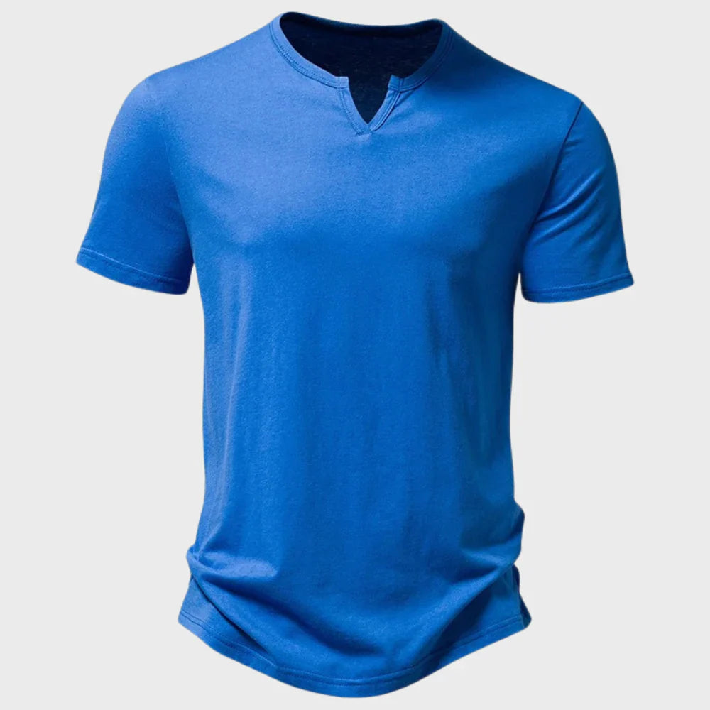 Men’s T-Shirt – Soft Knit – Regular Fit – Henley Neck – Short Sleeve Breathable Casual Wear