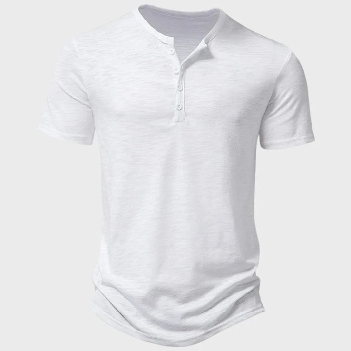 Men’s T-Shirt – Soft Knit – Regular Fit – Henley Neck – Short Sleeve Breathable Casual Wear