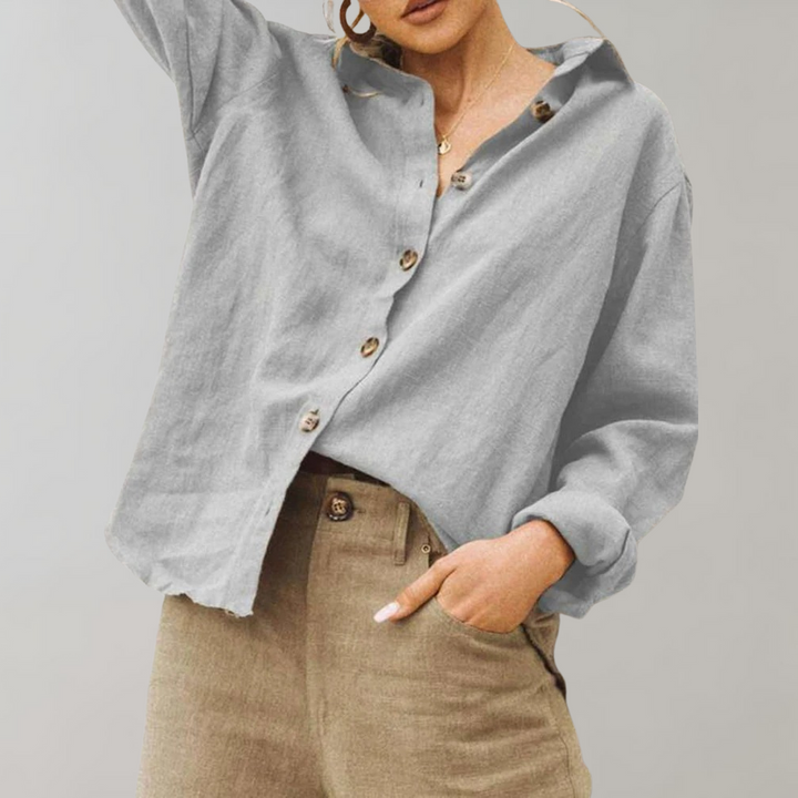 Women’s Blouse – Relaxed Fit – Button-Down – Long Sleeve – Breathable Blend – Casual Style