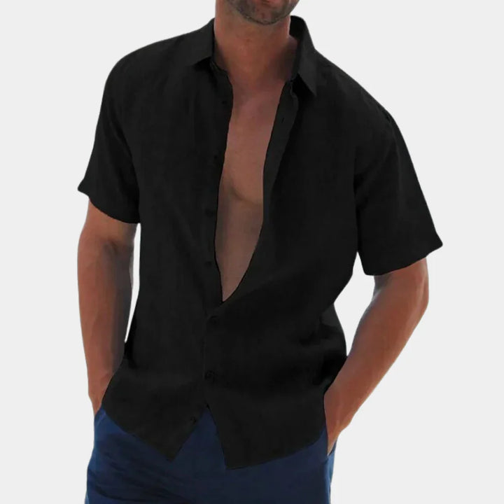 Men’s Short Sleeve Shirt - Relaxed Fit - Breathable Blend - Casual Button-Down