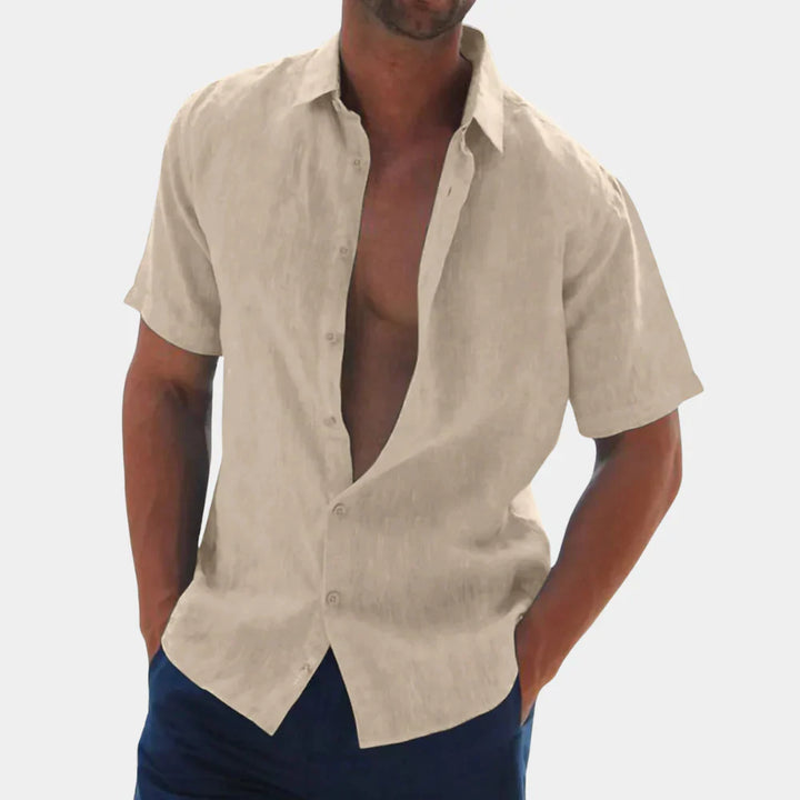 Men’s Short Sleeve Shirt - Relaxed Fit - Breathable Blend - Casual Button-Down