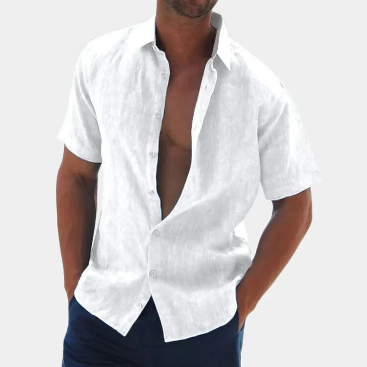 Men’s Short Sleeve Shirt - Relaxed Fit - Breathable Blend - Casual Button-Down