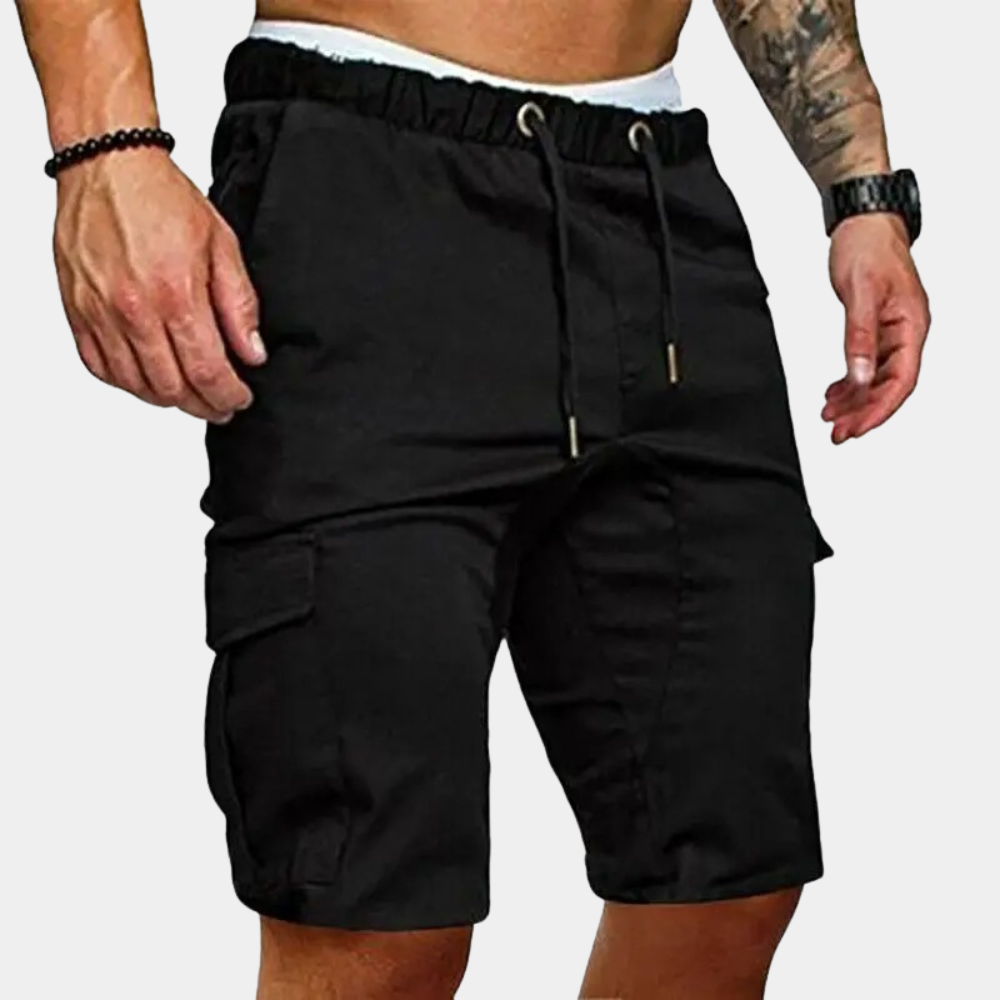 Men’s Cargo Shorts – Relaxed Fit – Cotton Blend – Elastic Waist – Multi Pocket Design