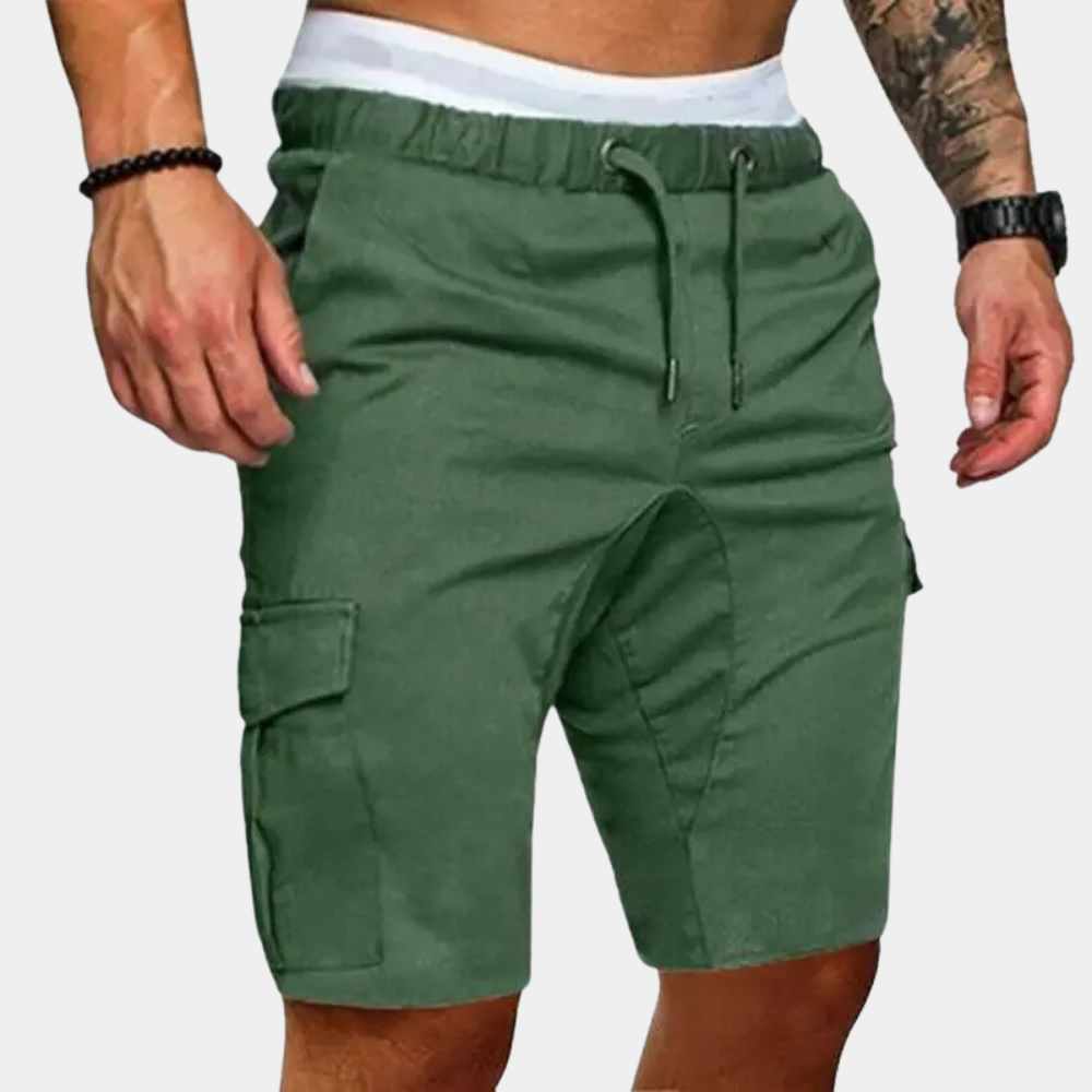 Men’s Cargo Shorts – Relaxed Fit – Cotton Blend – Elastic Waist – Multi Pocket Design