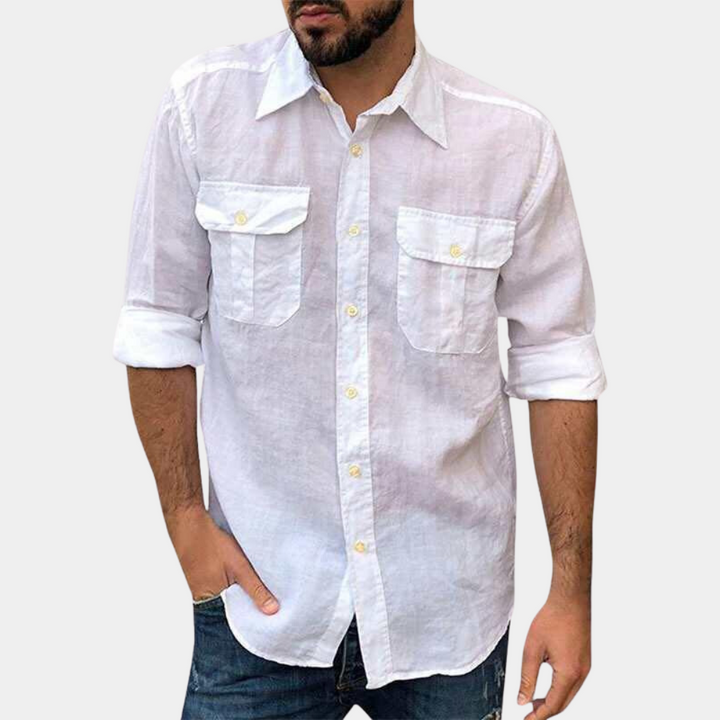 Men’s Long Sleeve Shirt – Breathable Blend – Regular Fit – Button Front – Chest Pockets