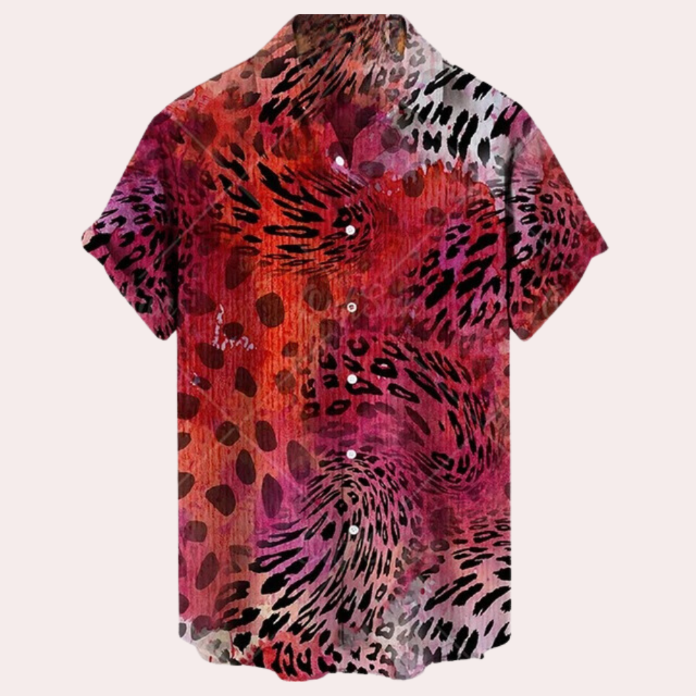 Men’s Short Sleeve Shirt – Relaxed Fit – Breathable Blend – Bold Floral Paisley Print