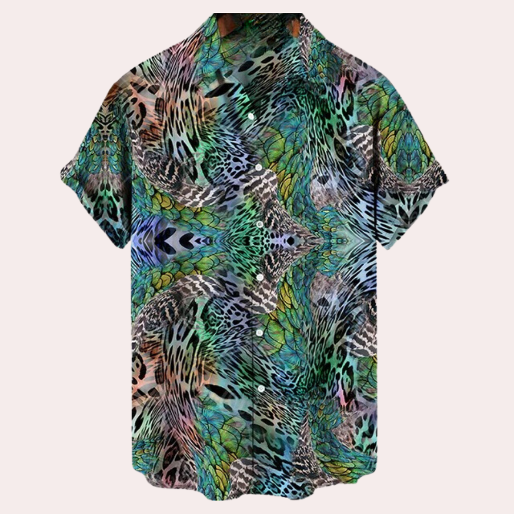 Men’s Short Sleeve Shirt – Relaxed Fit – Breathable Blend – Bold Floral Paisley Print