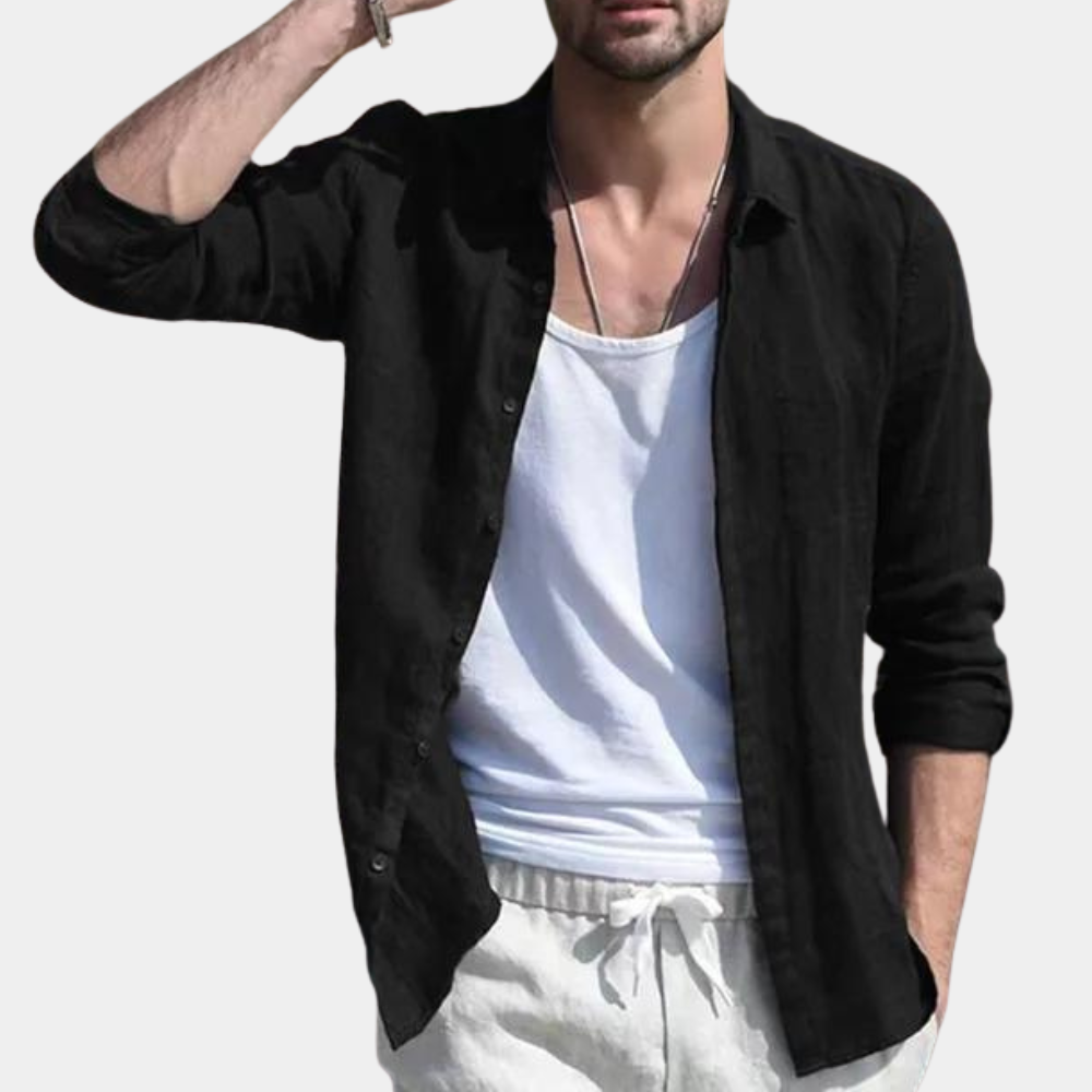 Men’s Button-Down Shirt – Relaxed Fit – Breathable Blend – Long Sleeve Casual Style