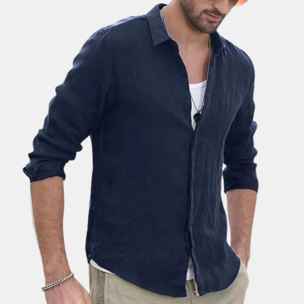 Men’s Button-Down Shirt – Relaxed Fit – Breathable Blend – Long Sleeve Casual Style