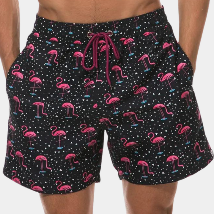 Men's Shorts – Relaxed Fit – Breathable Blend – Mid-Thigh Length – Drawstring Waist – Printed Pattern