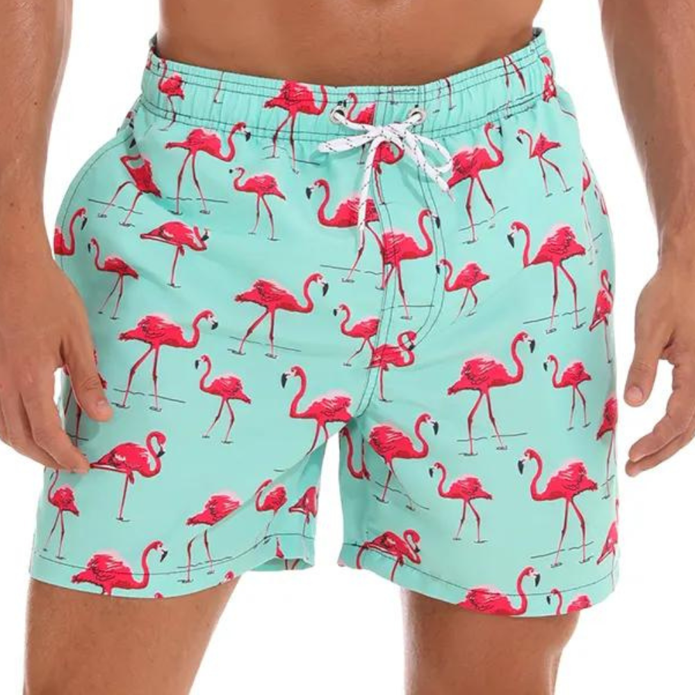 Men's Shorts – Relaxed Fit – Breathable Blend – Mid-Thigh Length – Drawstring Waist – Printed Pattern
