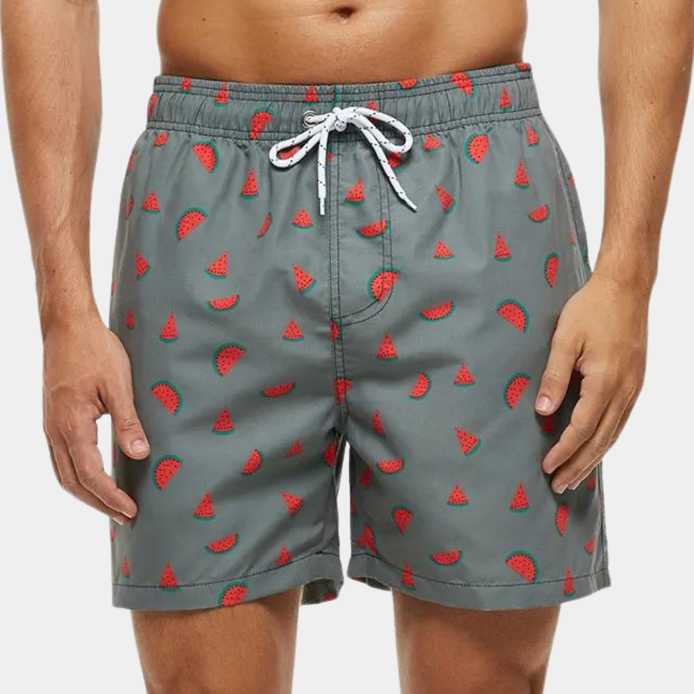 Men's Shorts – Relaxed Fit – Breathable Blend – Mid-Thigh Length – Drawstring Waist – Printed Pattern