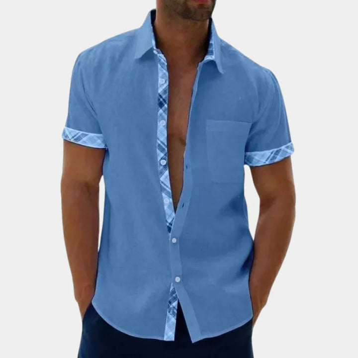 Men’s Short Sleeve Shirt - Relaxed Fit - Breathable Blend - Casual Button-Up Design