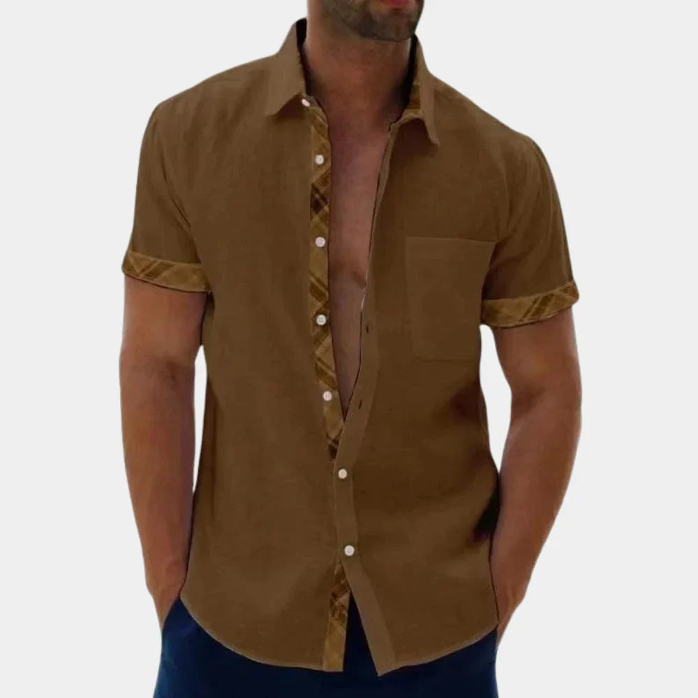 Men’s Short Sleeve Shirt - Relaxed Fit - Breathable Blend - Casual Button-Up Design