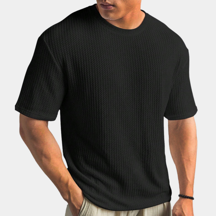 Men’s Knit Shirt – Soft Texture – Relaxed Fit – Short Sleeve Minimalist Style