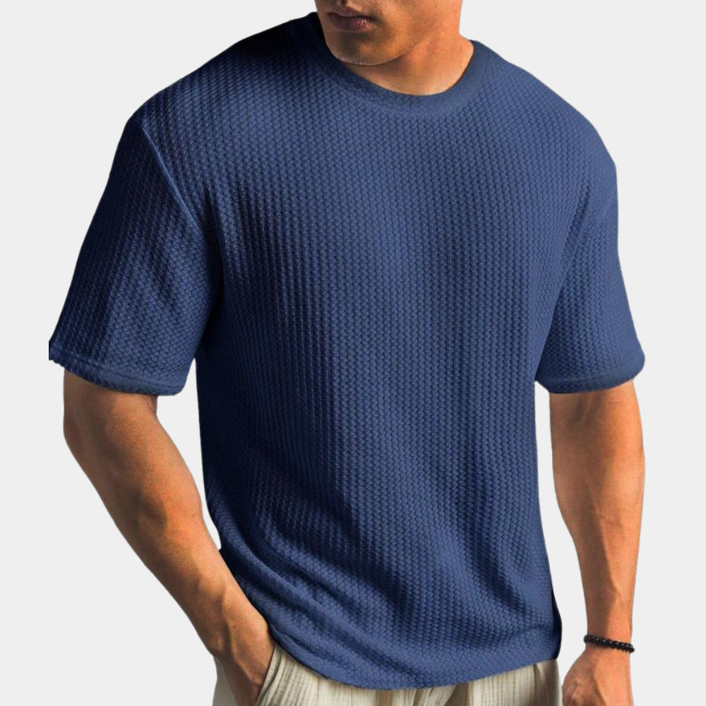 Men’s Knit Shirt – Soft Texture – Relaxed Fit – Short Sleeve Minimalist Style
