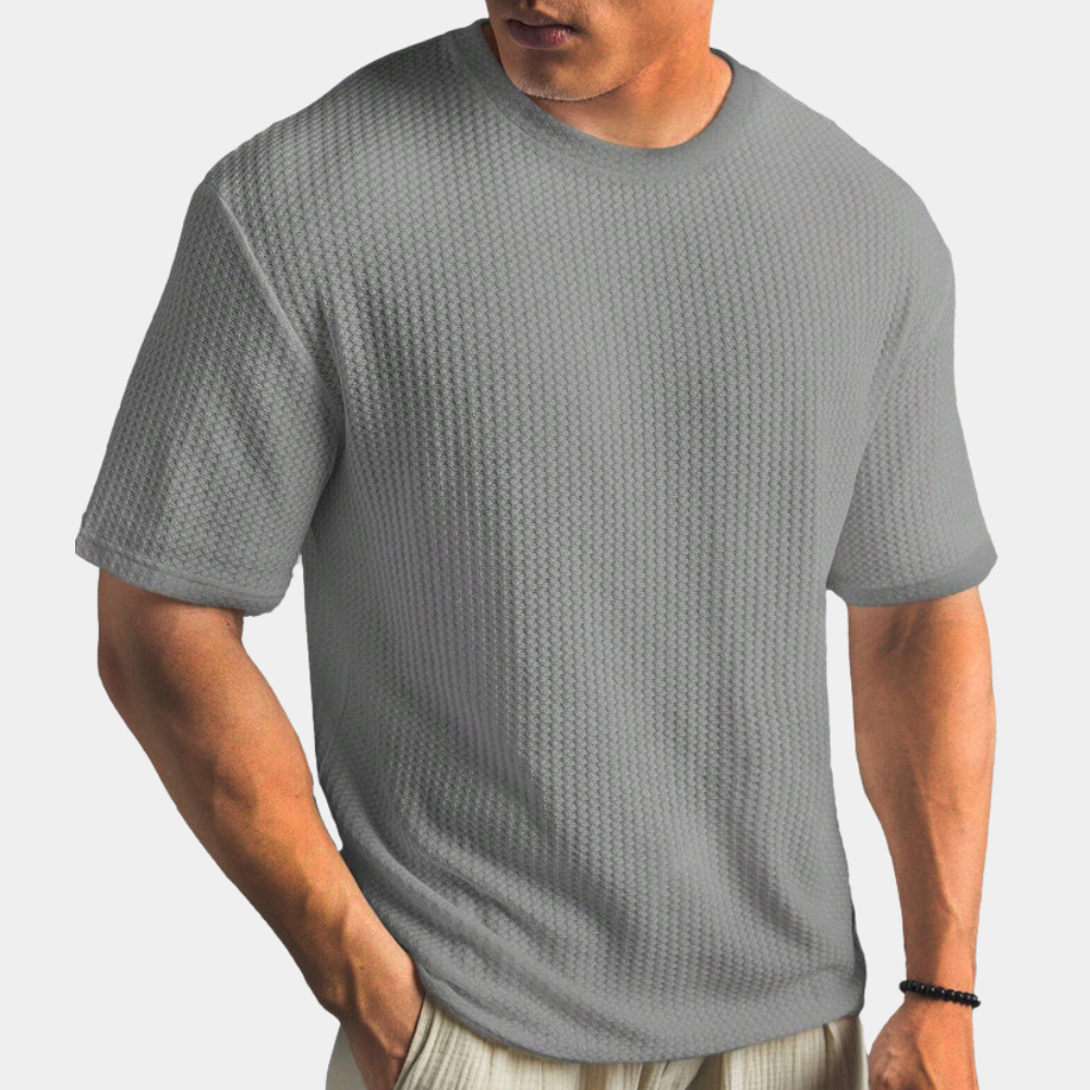 Men’s Knit Shirt – Soft Texture – Relaxed Fit – Short Sleeve Minimalist Style