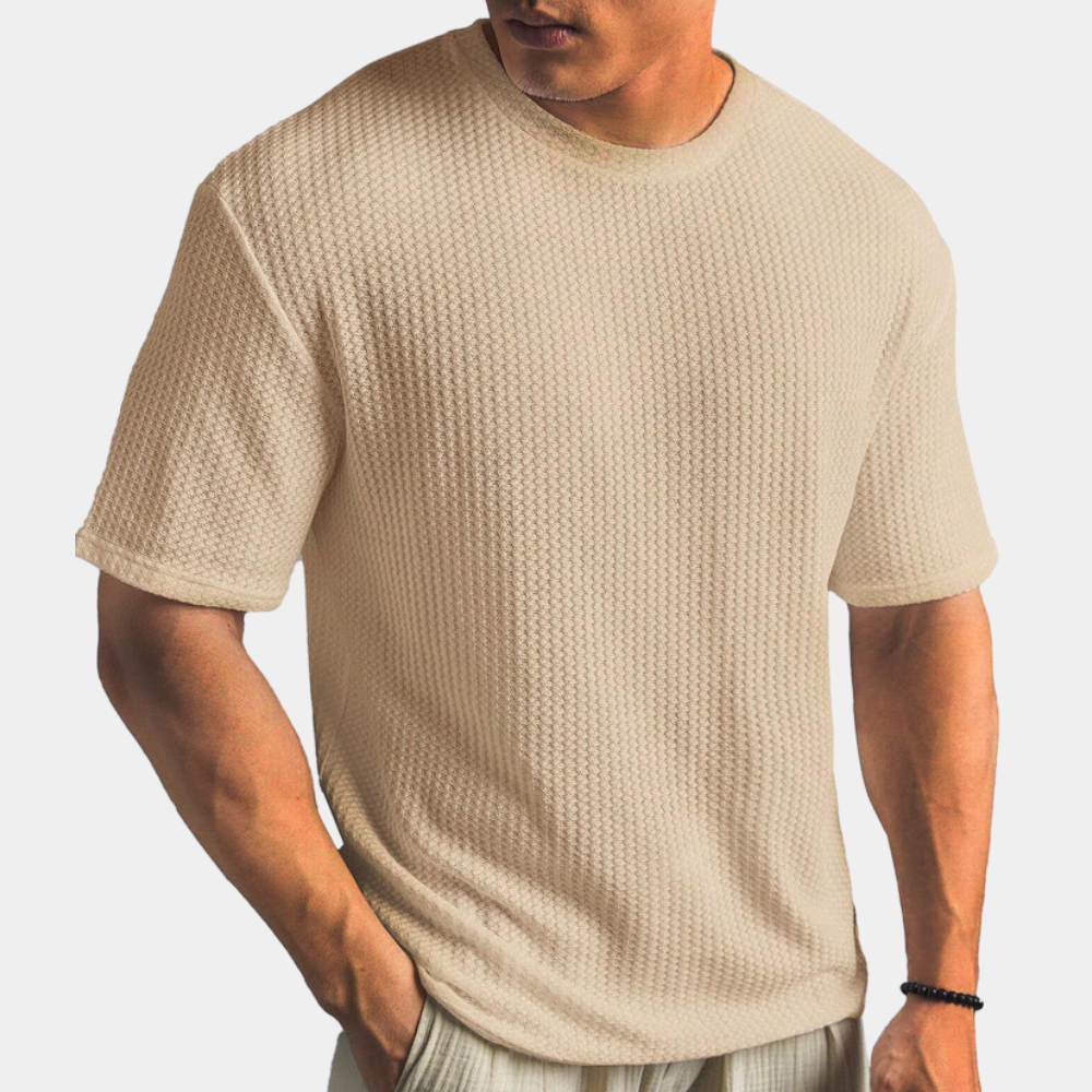 Men’s Knit Shirt – Soft Texture – Relaxed Fit – Short Sleeve Minimalist Style