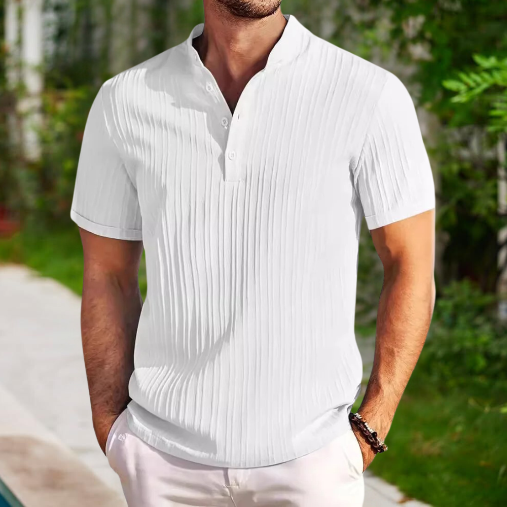 Men’s Polo Shirt - Breathable Blend - Standard Fit - Textured Short Sleeve Casual Wear
