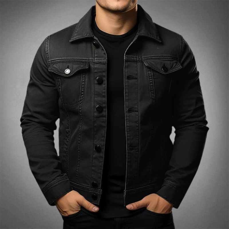 Men’s Denim Jacket – Slim Fit – Button-Up Front – Cotton Denim