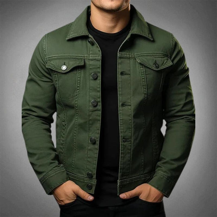Men’s Denim Jacket – Slim Fit – Button-Up Front – Cotton Denim