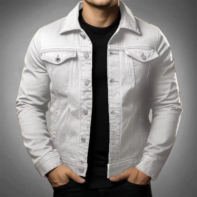 Men’s Denim Jacket – Slim Fit – Button-Up Front – Cotton Denim