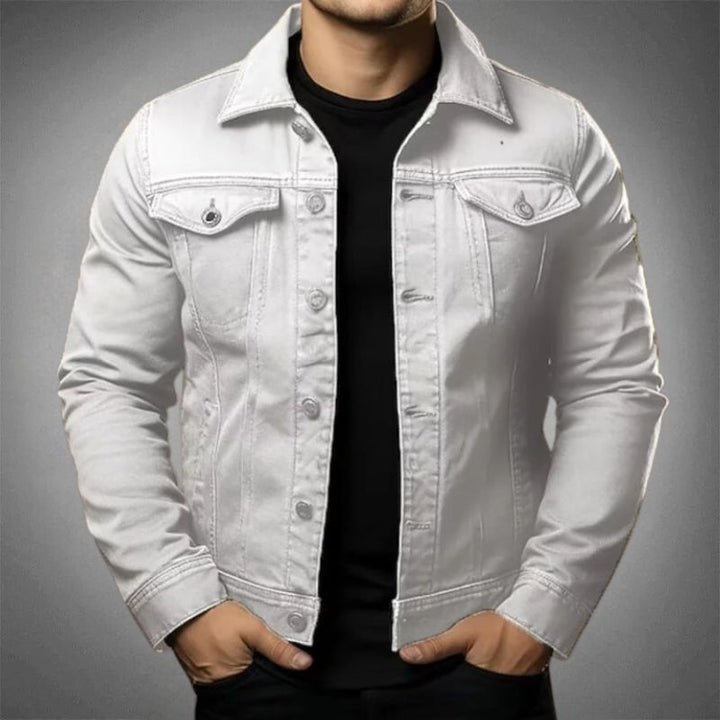 Men’s Denim Jacket – Slim Fit – Button-Up Front – Cotton Denim