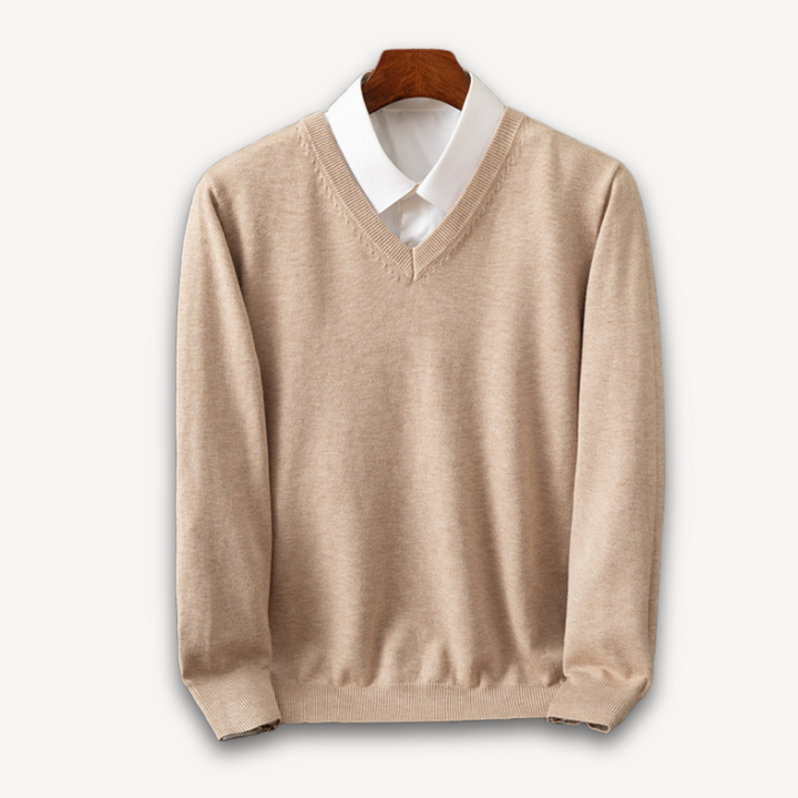 Men’s V-Neck Sweater – Slim Fit – Soft Knit – Ribbed Detail – Lightweight Luxury Fabric
