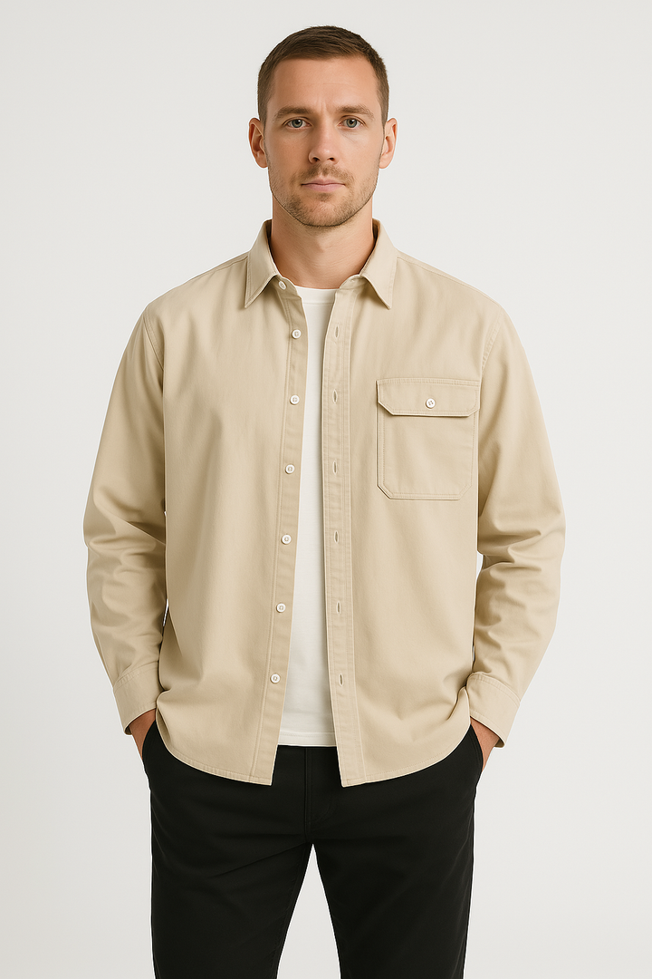Men’s Button-Down Shirt - 100% Cotton - Relaxed Fit - Long Sleeve Casual Style