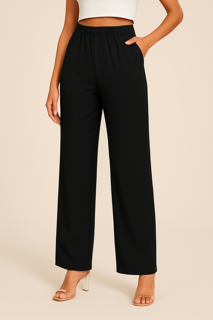 Women’s Straight-Leg Pants – Relaxed Fit – Elastic Waist – Lightweight Breathable Fabric