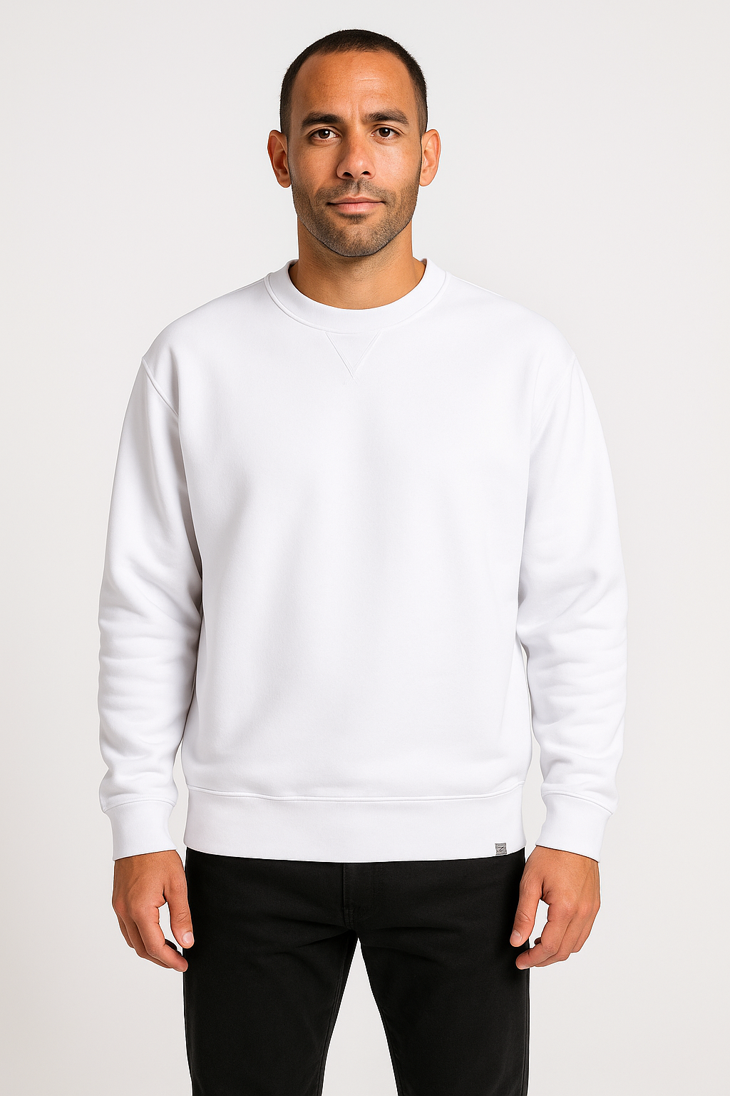 Men’s Sweatshirt – Relaxed Fit – Cotton Blend – Crew Neck – Ribbed Cuffs & Hem
