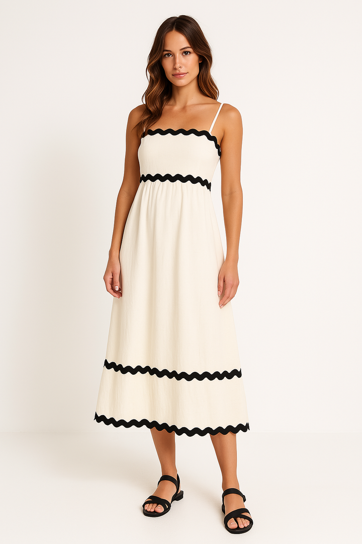 Women’s Maxi Dress – Sleeveless – Spaghetti Straps – Scalloped Trim – Lightweight Fabric