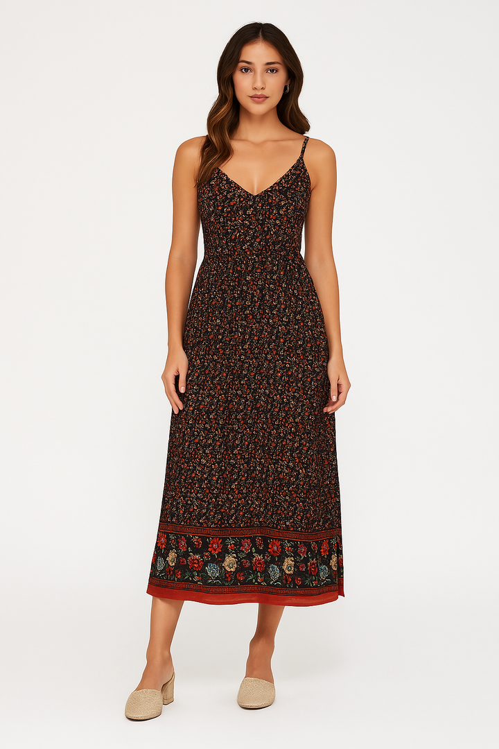 Women’s Sundress – Lightweight Fabric – V-Neck – Adjustable Straps – Flowy Fit