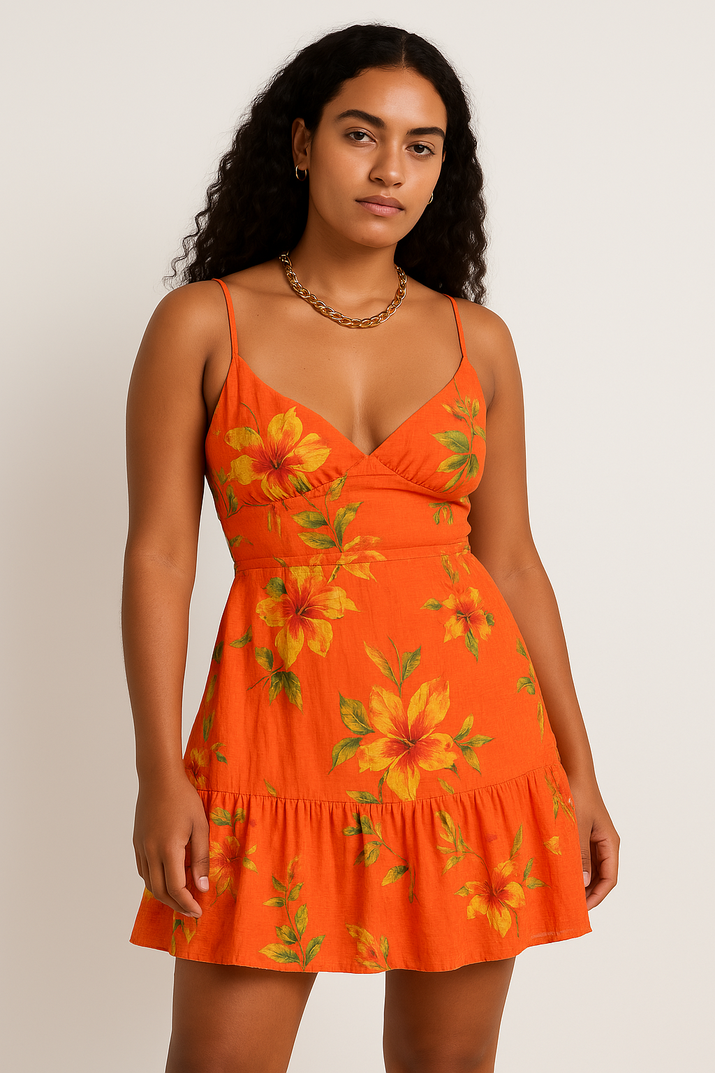 Women’s Mini Dress – Smocked Waist – Floral Print – Adjustable Straps – Lightweight Fit