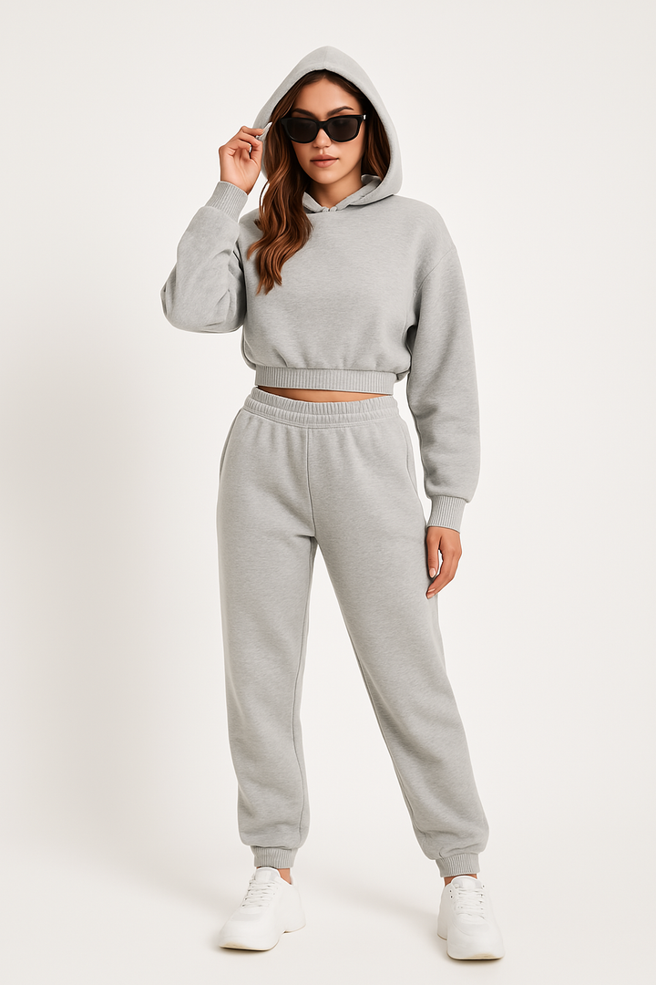 Women’s Hoodie and Pants Set – Soft Cotton – Relaxed Fit – Ribbed Cuffs – Casual Wear