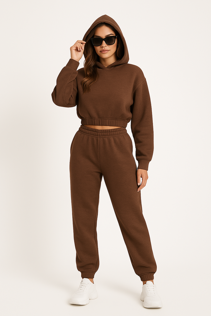 Women’s Hoodie and Pants Set – Soft Cotton – Relaxed Fit – Ribbed Cuffs – Casual Wear