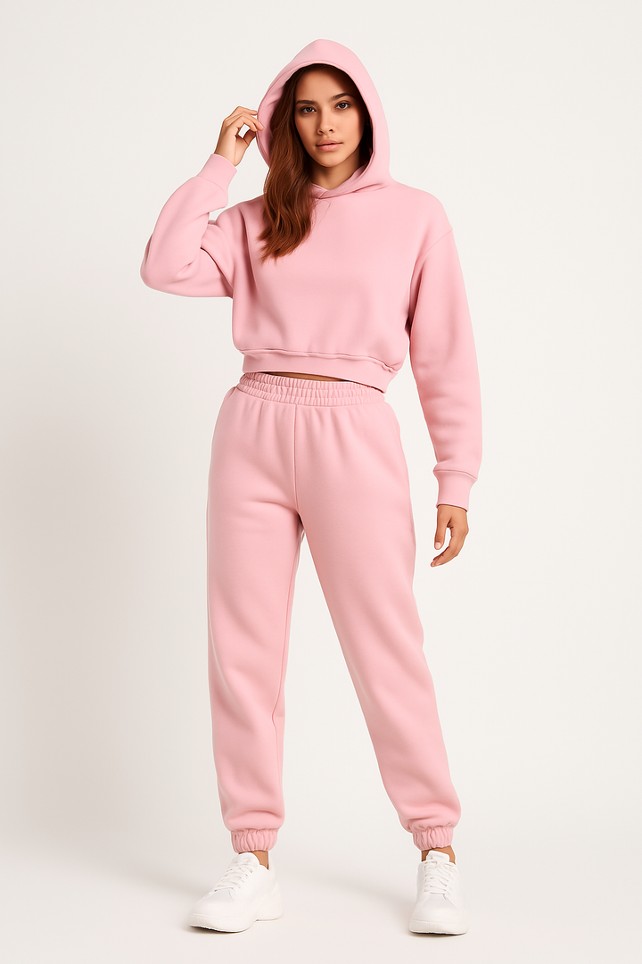 Women’s Hoodie and Pants Set – Soft Cotton – Relaxed Fit – Ribbed Cuffs – Casual Wear