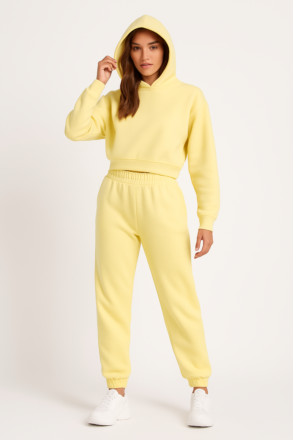 Women’s Hoodie and Pants Set – Soft Cotton – Relaxed Fit – Ribbed Cuffs – Casual Wear