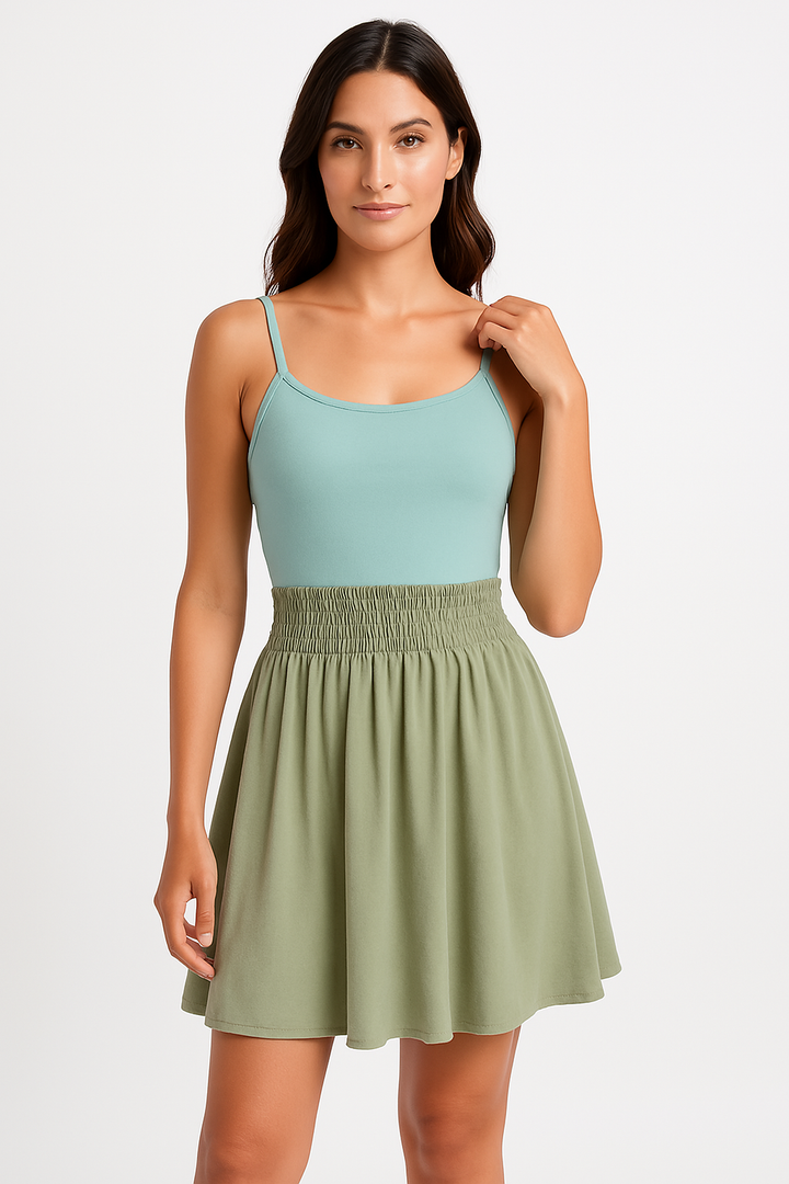 Women’s Dress – Sleeveless Scoop Neck – Elastic Waist – Lightweight A-Line Skirt