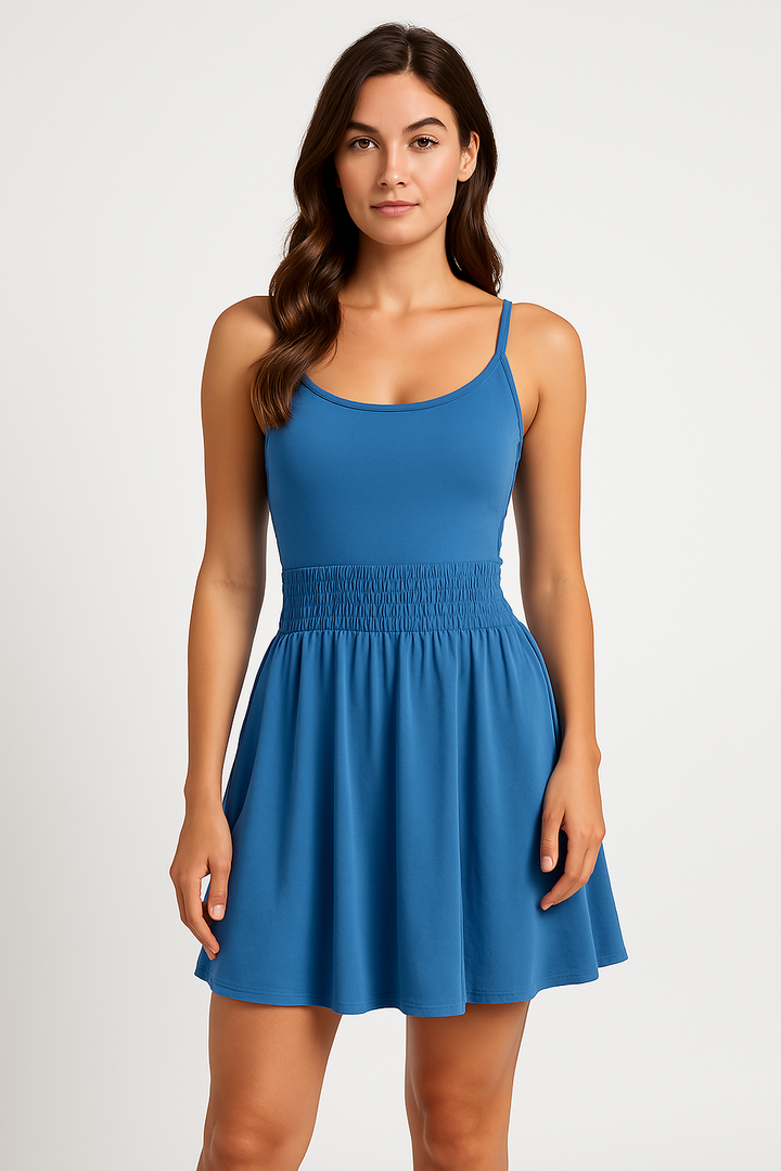 Women’s Dress – Sleeveless Scoop Neck – Elastic Waist – Lightweight A-Line Skirt