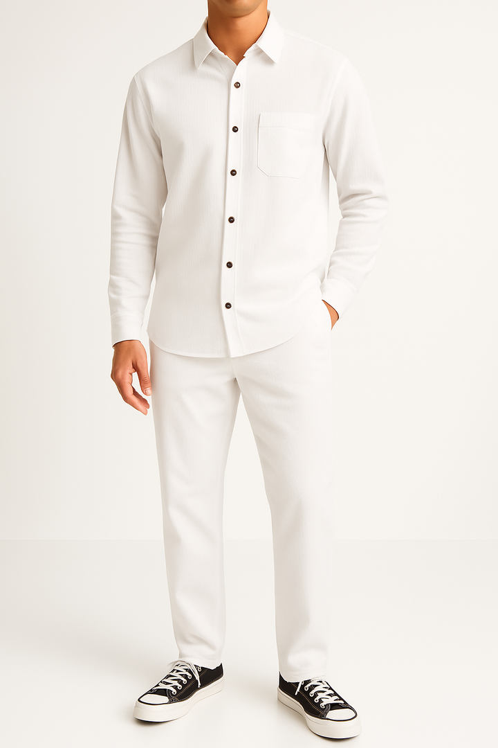 Men’s Corduroy Shirt and Pants Set – Relaxed Fit – Soft Textured – Button-Up Casual Wear