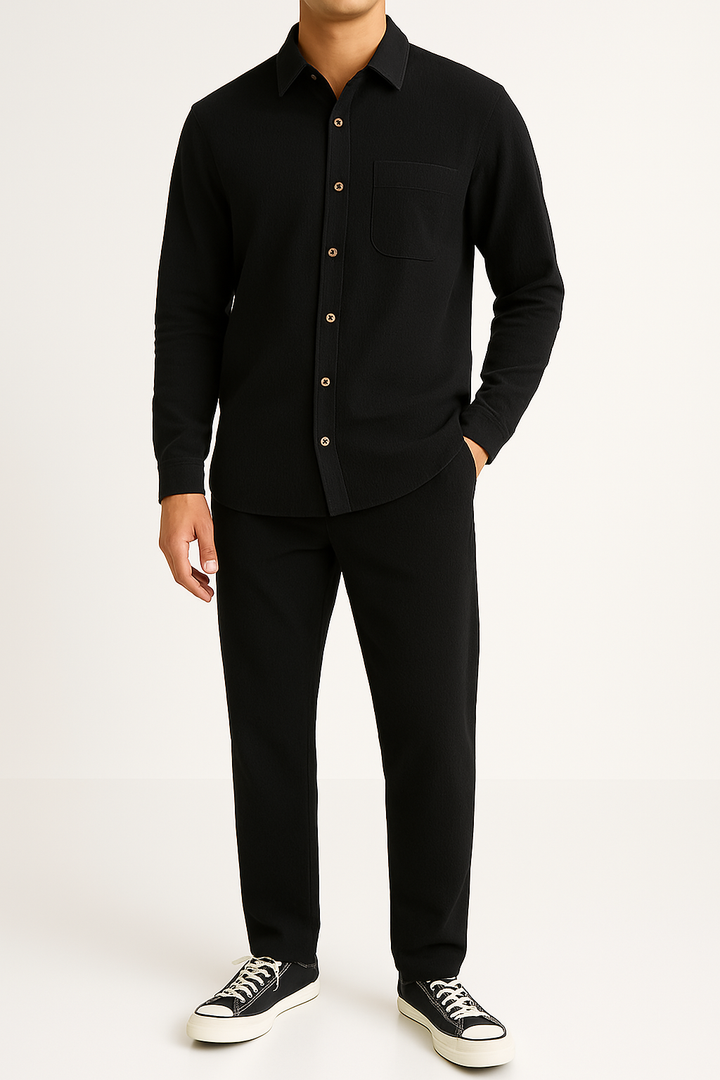 Men’s Corduroy Shirt and Pants Set – Relaxed Fit – Soft Textured – Button-Up Casual Wear