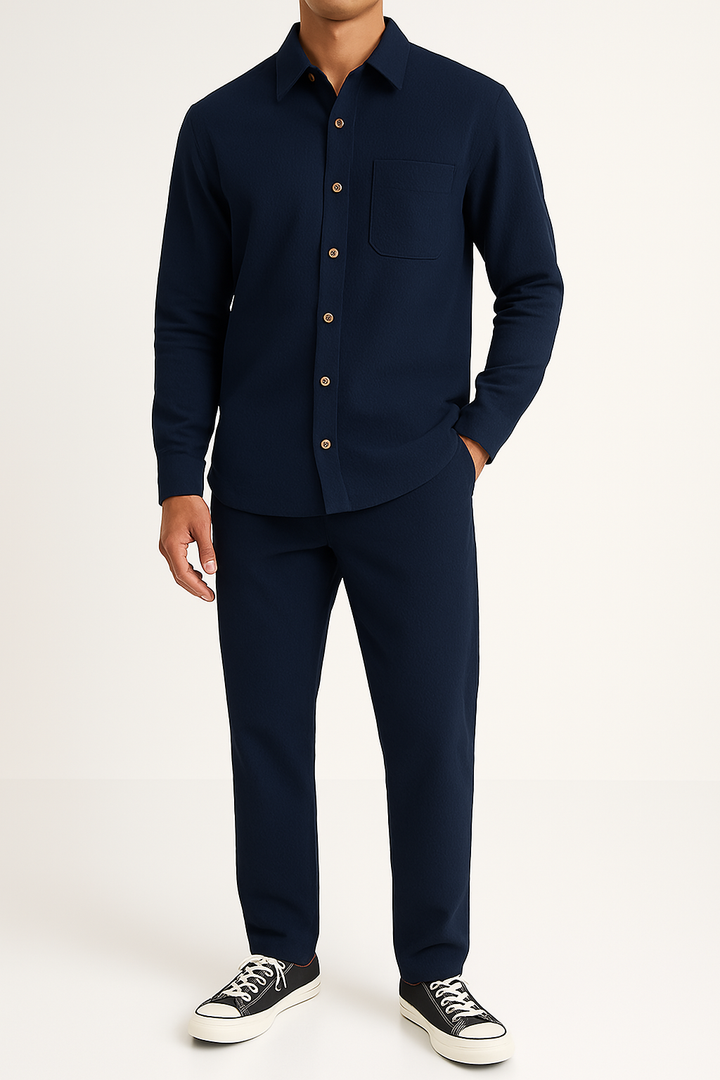 Men’s Corduroy Shirt and Pants Set – Relaxed Fit – Soft Textured – Button-Up Casual Wear