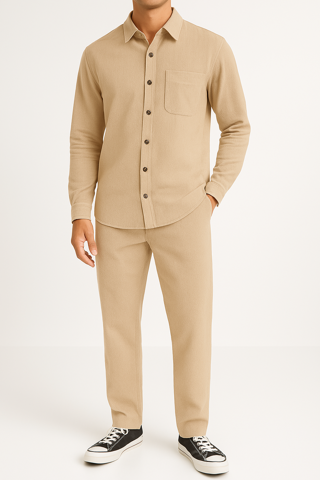 Men’s Corduroy Shirt and Pants Set – Relaxed Fit – Soft Textured – Button-Up Casual Wear